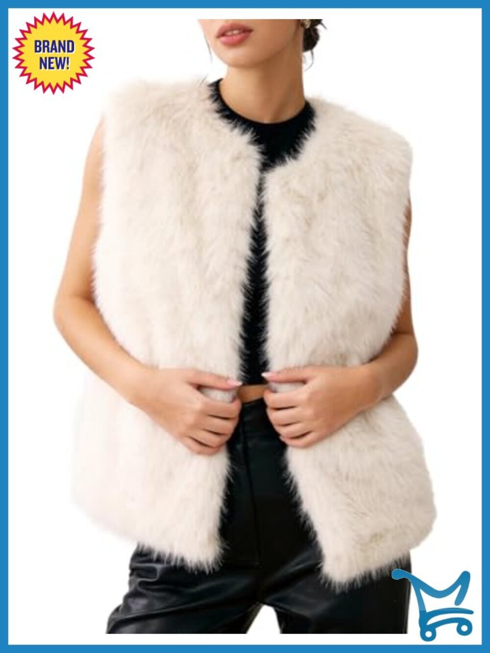 Faux Fur Vest Sleeveless Open Front Cardigan Jacket Winter Outerwear